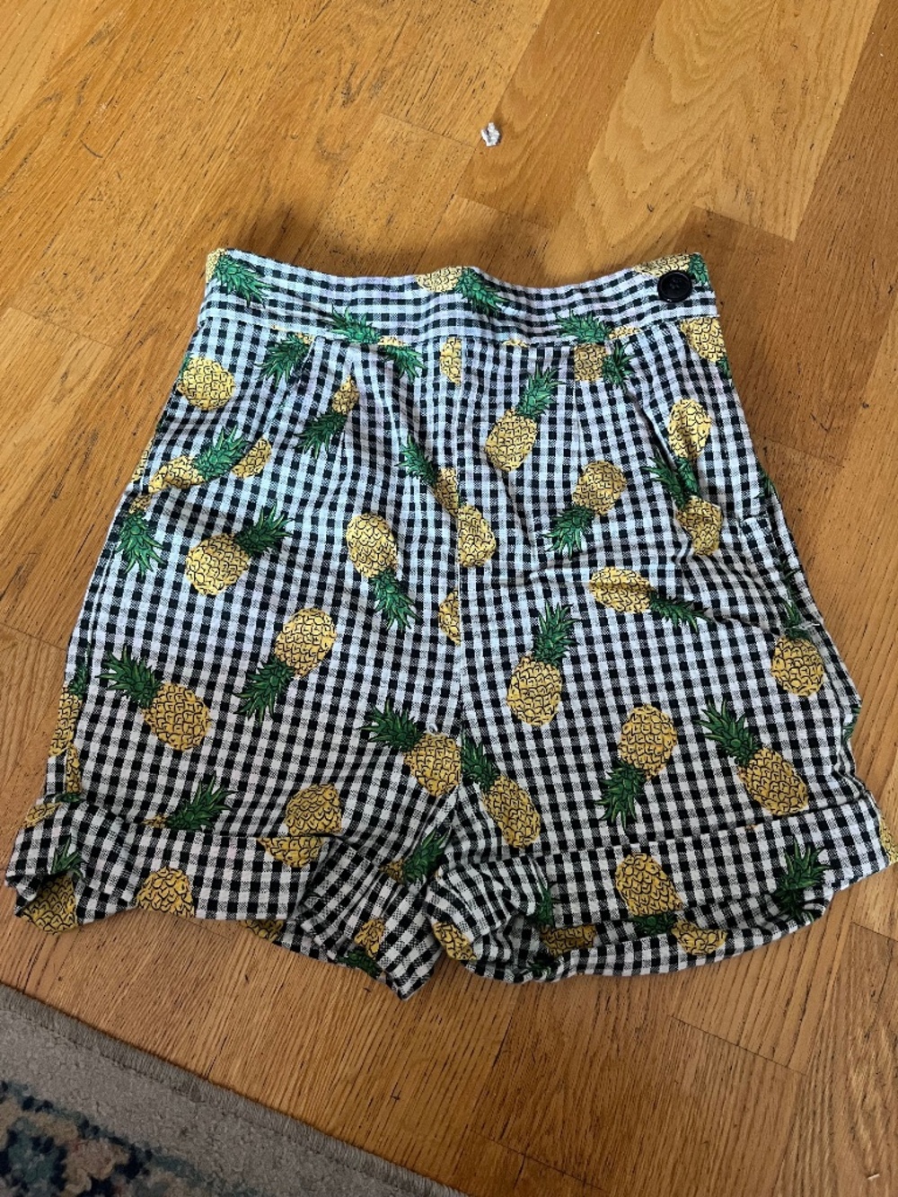 Pin Up Style Pineapple Gingham Shorts